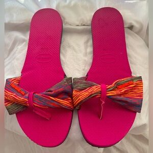 Havaianas You Saint Tropez Pink Stripe Beach Slide Sandals US 11 12 EU 43 44